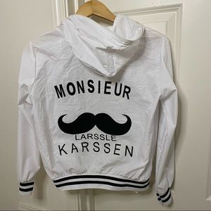 Black and white mustache zip-up hoodie